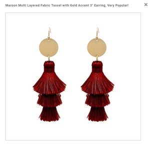 Maroon Boho Style Multi Layered Tassel Earrings
